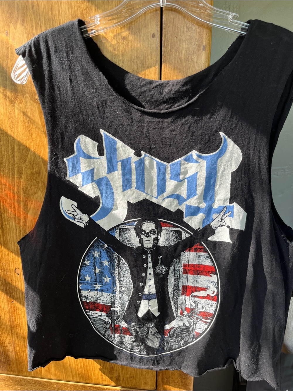 Ghost Band Black Crop Tank with Graphic Logo mens M or women’s L